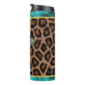 Turquoise Cross op Animal Print Thermosbeker (Geroteerd rechts)