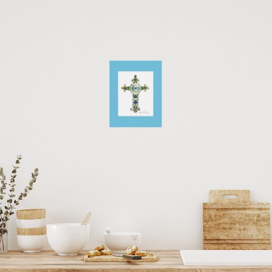 Turquoise Cross van Heather French Henry Poster (Keuken)