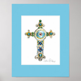 Turquoise Cross van Heather French Henry Poster