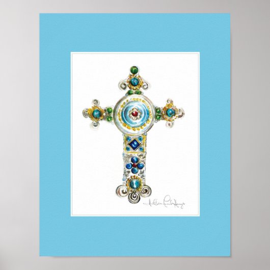 Turquoise Cross van Heather French Henry Poster (Voorkant)