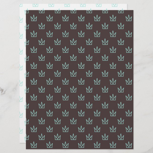 Turquoise Crown Patterned Scrapbook Paper (Voorkant / Achterkant)