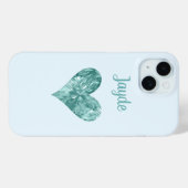 Turquoise Crystal Hart Mobiele Telefoon Case (Achterkant (horizontaal))