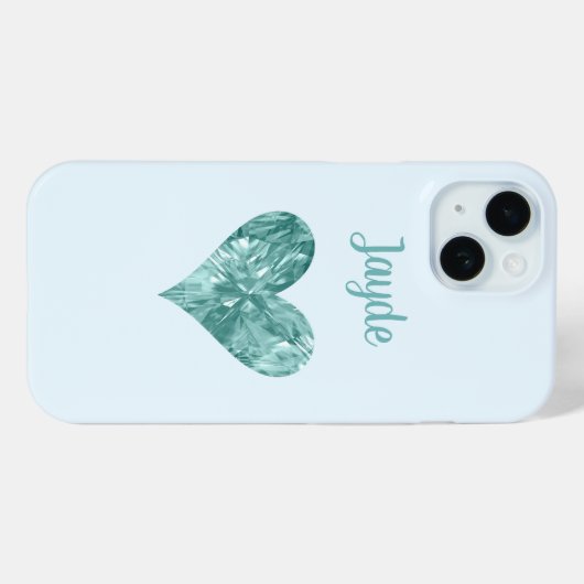 Turquoise Crystal Hart Mobiele Telefoon Case (Achterkant (horizontaal))