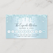 Turquoise Cupcake bakkerij Pastry Chef Glitter Dri Klantenkaartje (Voorkant)