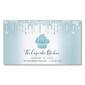 Turquoise Cupcake bakkerij Pastry Chef Glitter Dri Magnetisch Visitekaartje (Voorkant)