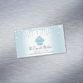 Turquoise Cupcake bakkerij Pastry Chef Glitter Dri Magnetisch Visitekaartje (Voorbeeld)