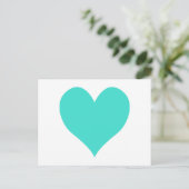 Turquoise Cute Heart Briefkaart (Staand voorkant)
