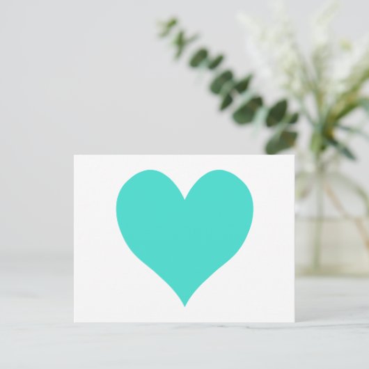 Turquoise Cute Heart Briefkaart (Staand voorkant)