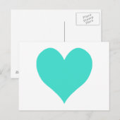Turquoise Cute Heart Briefkaart (Voorkant / Achterkant)