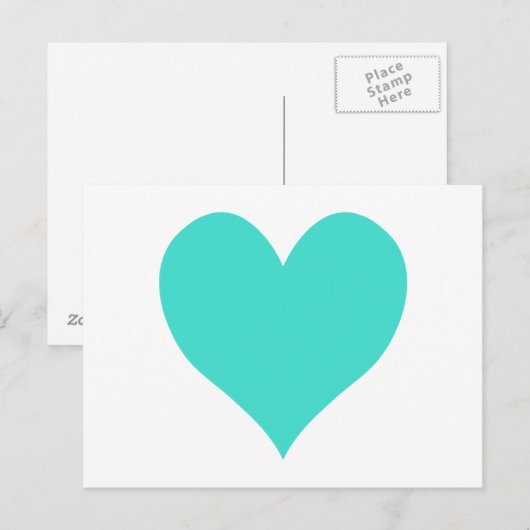 Turquoise Cute Heart Briefkaart (Voorkant / Achterkant)