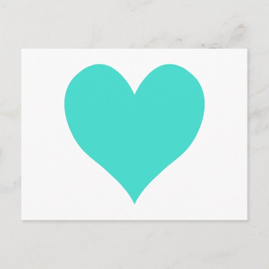 Turquoise Cute Heart Briefkaart (Voorkant)