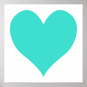 Turquoise Cute Heart Poster