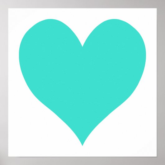 Turquoise Cute Heart Poster (Voorkant)