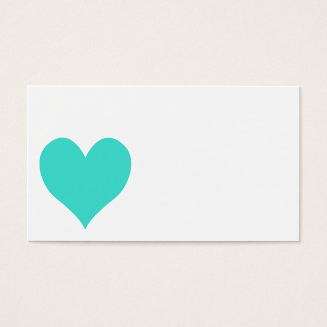 Turquoise Cute Heart Visitekaartjes (Voorkant)