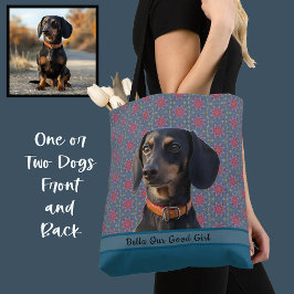 Turquoise Cute Photo Gift Dog Lover Mom Grandma  Tote Bag