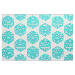 Turquoise D20 Dice Fabric Stof