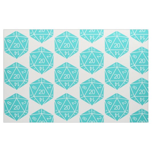 Turquoise D20 Dice Fabric Stof (Fat Quarter)
