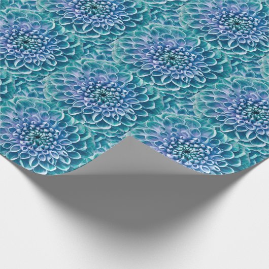 Turquoise Dahlia Bloem Macro achtergrond Cadeaupapier (Hoek)