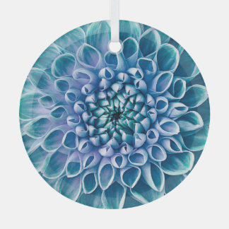 Turquoise Dahlia Bloem Macro achtergrond Glas Ornament
