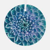 Turquoise Dahlia Bloem Macro achtergrond Glas Ornament (Achterkant)