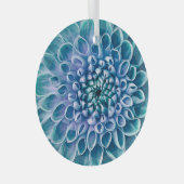 Turquoise Dahlia Bloem Macro achtergrond Glas Ornament (Voorkant Rechts)