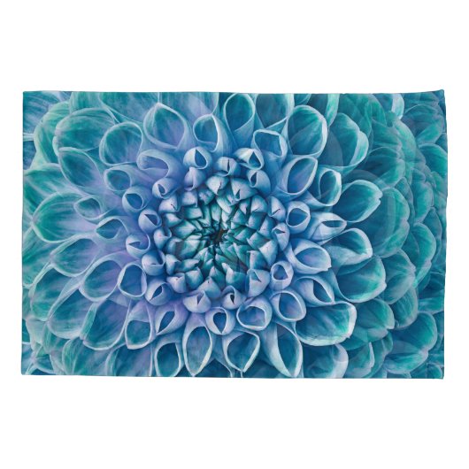 Turquoise Dahlia Bloem Macro achtergrond Kussensloop (Achterkant)