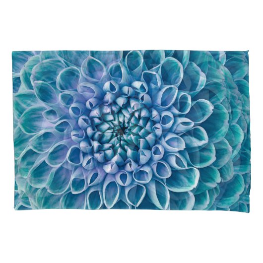 Turquoise Dahlia Bloem Macro achtergrond Kussensloop (Voorkant)