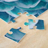 Turquoise Dahlia Bloem Macro achtergrond Legpuzzel (Zijkant)