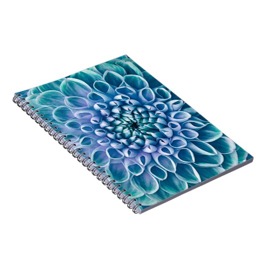 Turquoise Dahlia Bloem Macro achtergrond Notitieboek (Rechterzijde)