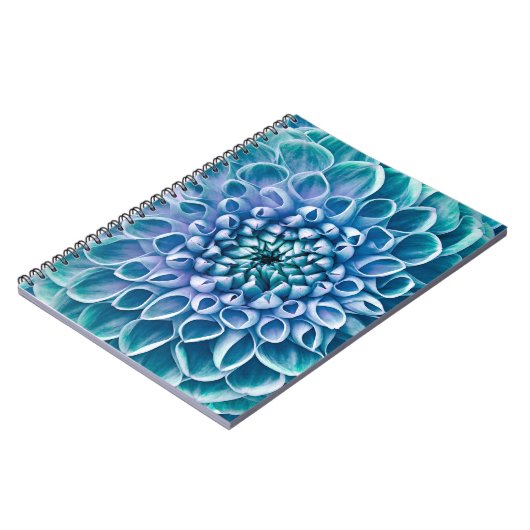Turquoise Dahlia Bloem Macro achtergrond Notitieboek (Linkerzijde)