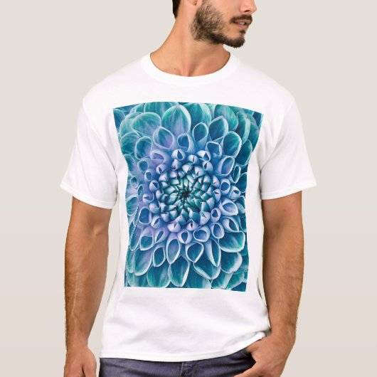 Turquoise Dahlia Bloem Macro achtergrond T-shirt (Voorkant)