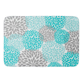 Turquoise Dahlia Blooms, vettige griepsanitair dec Badmat