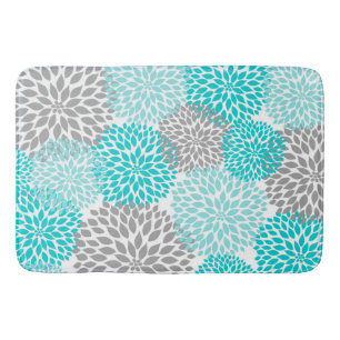 Turquoise Dahlia Blooms, vettige griepsanitair dec Badmat