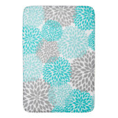 Turquoise Dahlia Blooms, vettige griepsanitair dec Badmat (Voorkant Verticaal)