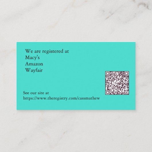 Turquoise Daisies Floral Wedding Registry Informatiekaartje (Achterkant)