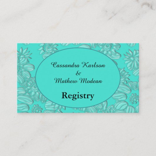 Turquoise Daisies Floral Wedding Registry Informatiekaartje
