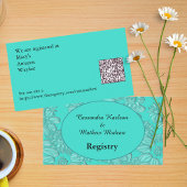 Turquoise Daisies Floral Wedding Registry Informatiekaartje
