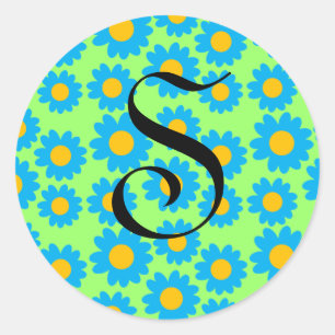 Turquoise Daisies Ronde Sticker
