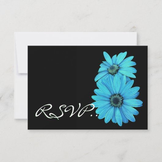 Turquoise Daisies RSVP Wedding Response Card V2 (Voorkant)