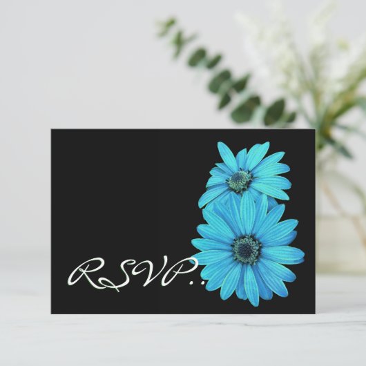Turquoise Daisies RSVP Wedding Response Card V2 (Staand voorkant)