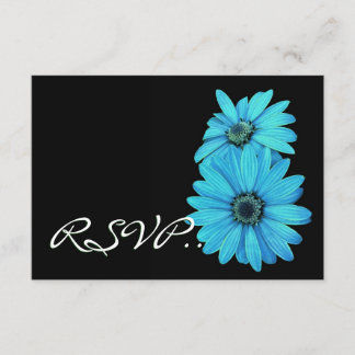 Turquoise Daisies RSVP Wedding Response Card V2 Kaartje
