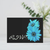 Turquoise Daisies RSVP Wedding Response Card V2 Kaartje (Staand voorkant)