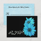 Turquoise Daisies RSVP Wedding Response Card V2 Kaartje (Voorkant / Achterkant)