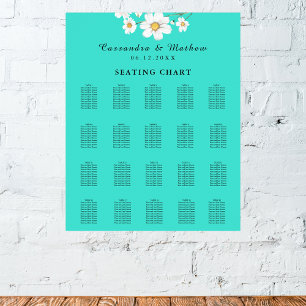 Turquoise Daisy Bloemenbruiloft 200 zitplaatsen ka Poster