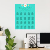 Turquoise Daisy Bloemenbruiloft 200 zitplaatsen ka Poster (Thuiskantoor)