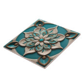 Turquoise Daisy Faux Relief Boho Floral Tegeltje (Zijkant)