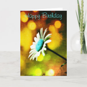 Turquoise Daisy in Gold Birthday Kaart