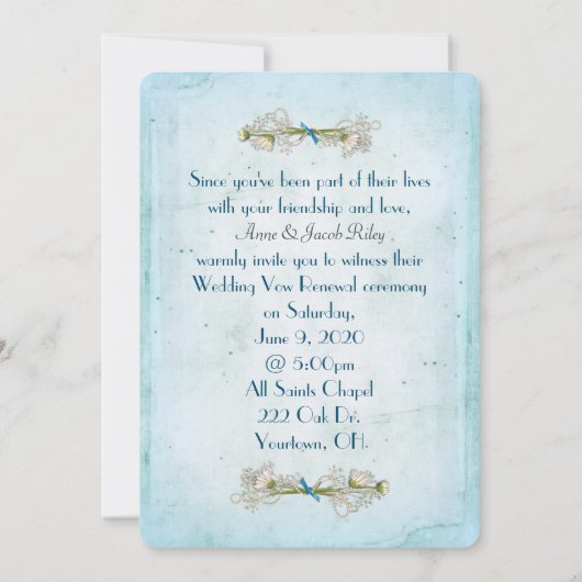 turquoise daisy macro op verscheurd randpapier kaart (Achterkant)