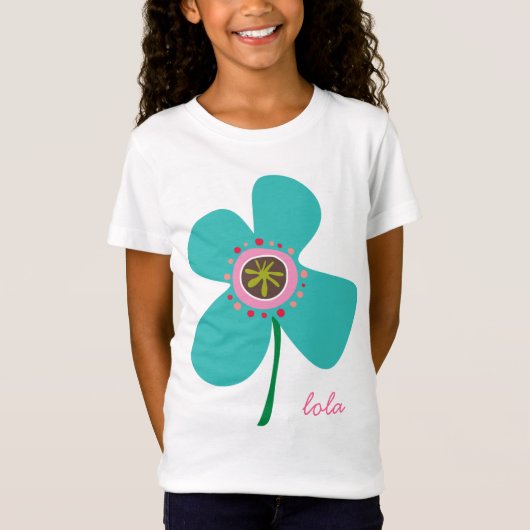 Turquoise Daisy Pop Whimsical & Cute Summer Flower T-shirt (Voorkant)