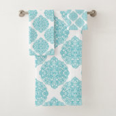 Turquoise Damask Bad Handdoek (Insitu)